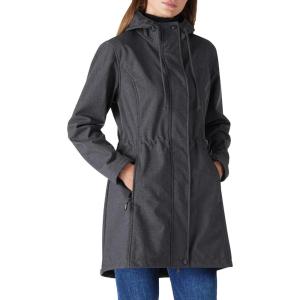 Outdoor Ventures Women’s Lightweight Waterproof Fleece Lined Hooded Softshell Rain Jacket, Warm Windbreaker Long Coat(Darkgrey Melange)