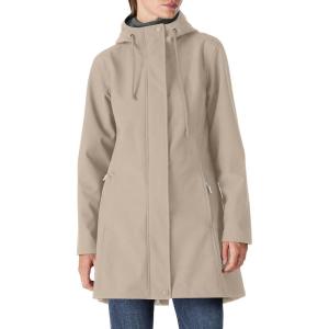 Outdoor Ventures Women’s Lightweight Waterproof Fleece Lined Hooded Softshell Rain Jacket, Warm Windbreaker Long Coat(Light Khaki)