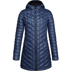 Outdoor Ventures Women’s Maryan Hooded Ultra Lightweight Warm Thermolite Long Puffer Coat(Deep Blue(shiny)-avg.32″ Mid Length)