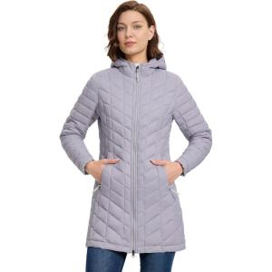 Outdoor Ventures Women’s Maryan Hooded Ultra Lightweight Warm Thermolite Long Puffer Coat(Light Lavender(matte)-avg.32″ Mid Length)