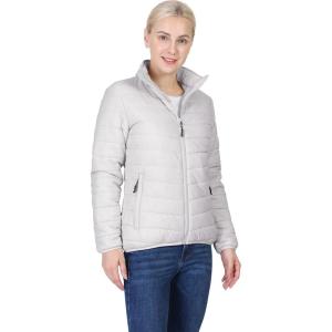 Outdoor Ventures Women’s Packable Full-Zip Short Puffer Jacket Insulated Quilted Warm Lightweight Winter Coat(Light Grey(fold in Bag))