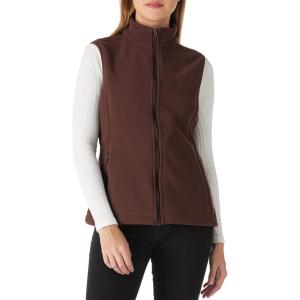 Outdoor Ventures Women’s Polar Fleece Zip Vest Outerwear with Pockets,Warm Sleeveless Coat Vest for Fall & Winter(Chocolate)