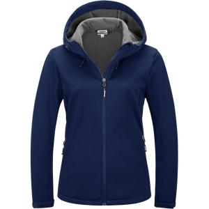 Outdoor Ventures Women’s Softshell Jacket Waterproof Warm Fleece Lined Lightweight Windproof Hooded Insulated Windbreaker(Blue)