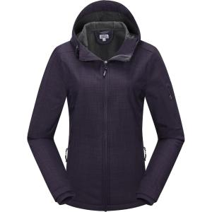 Outdoor Ventures Women’s Softshell Jacket with Hood Fleece Lined Warm Lightweight Waterproof Insulated Windbreaker(Purple Melange)