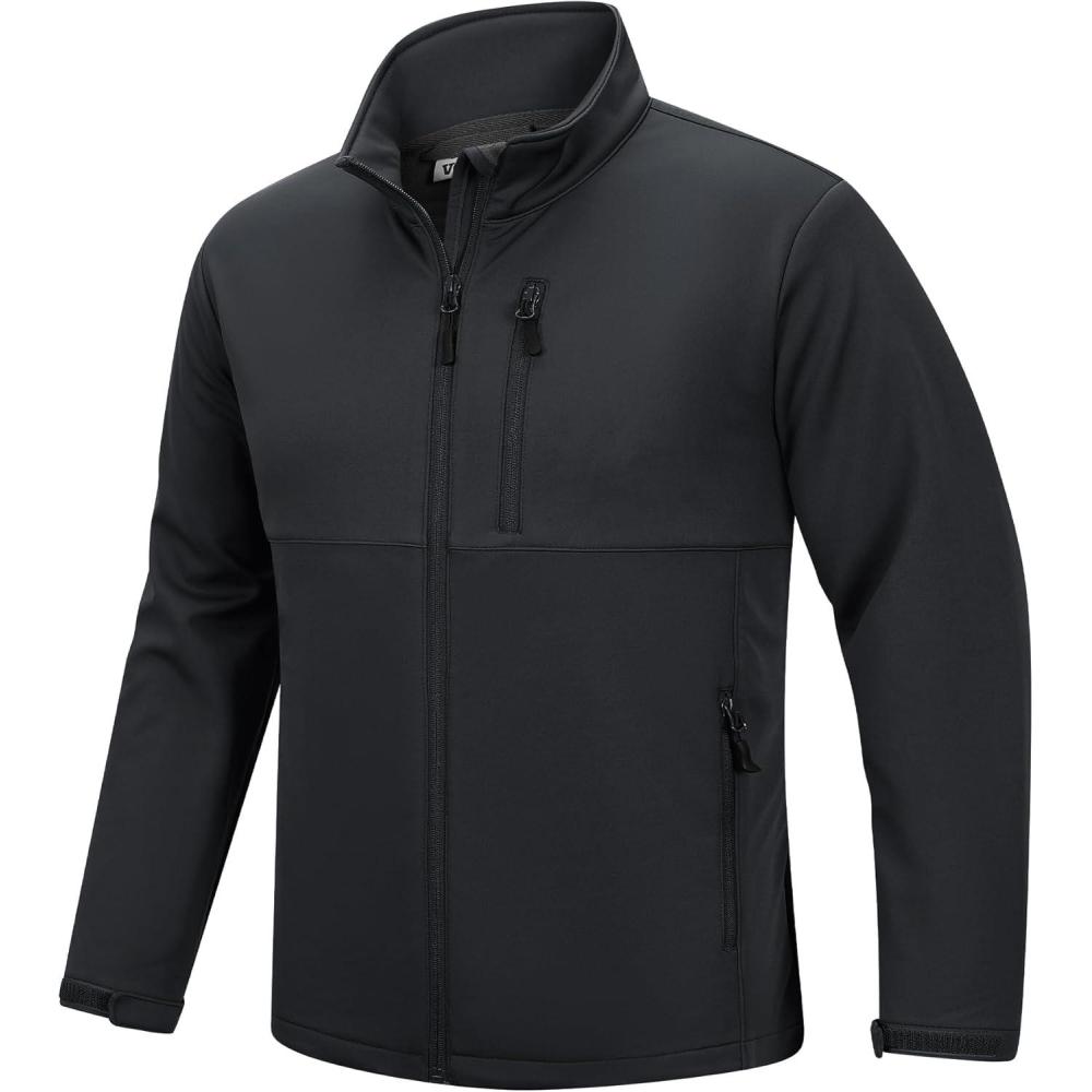 imageOutdoor Ventures Mens Softshell Jacket Waterproof Fleece Lined Rain Shell Jacket Lightweight Windbreaker for Hiking TravelGrey