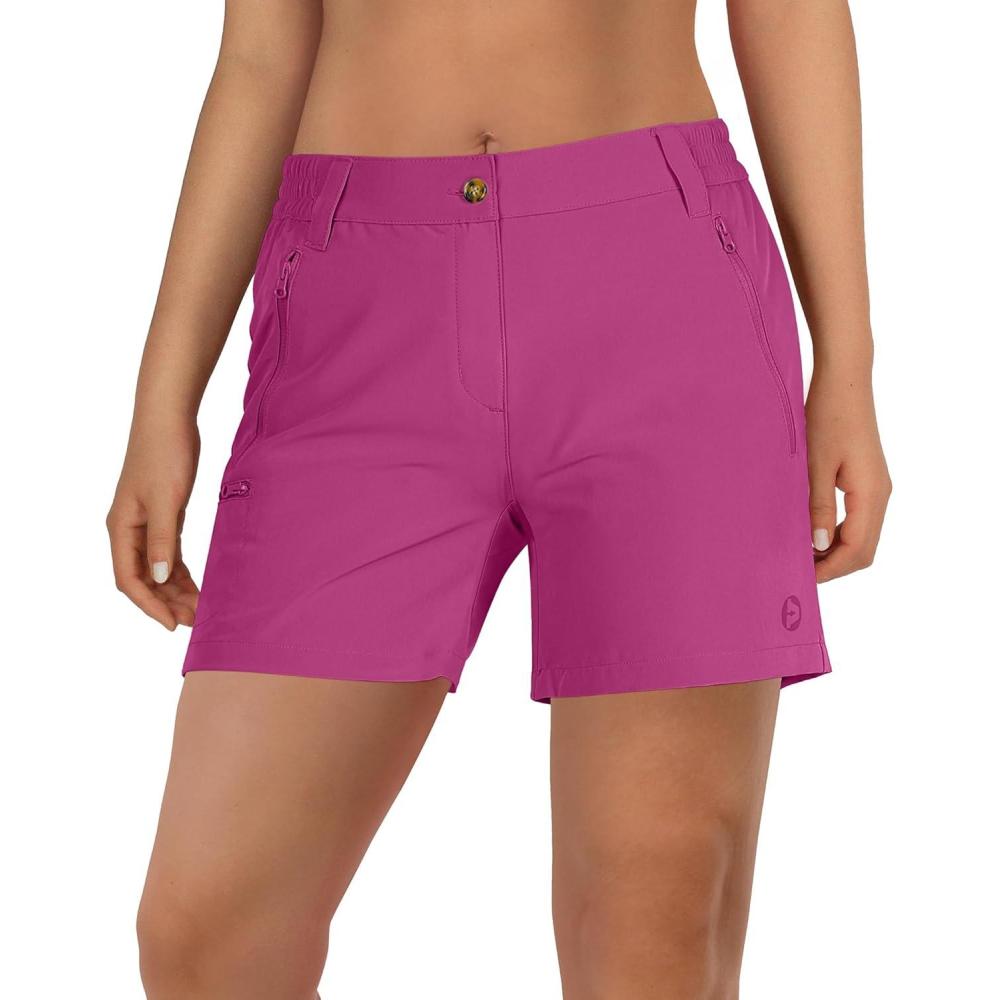imageOutdoor Ventures Womens Hiking Shorts Stretch Lightweight Golf Shorts Quick Dry UPF 50 5 inch Cargo Short for CampingRaspberry Red