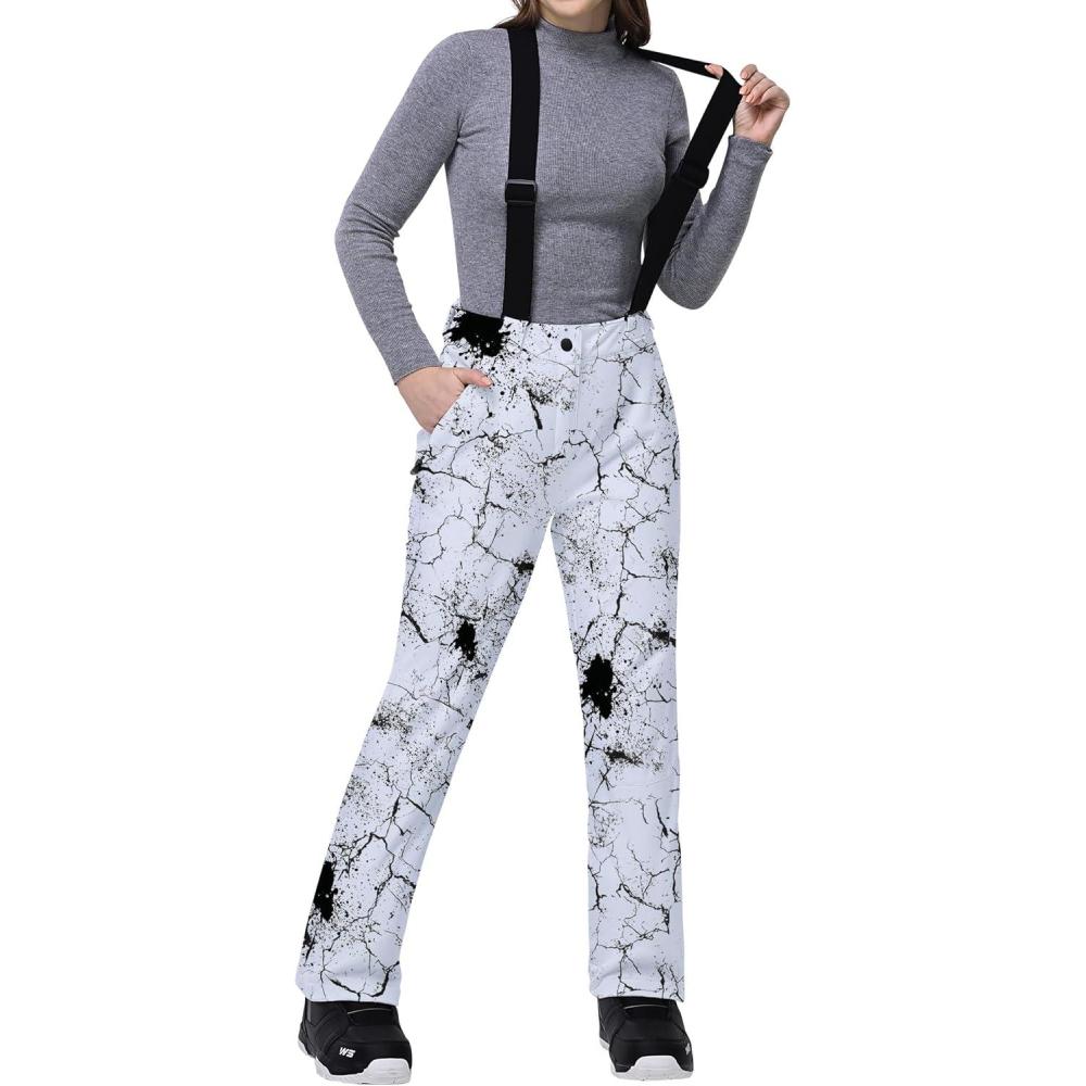imageOutdoor Ventures Womens Ski Snow Bib Pants Warm Insulated Waterproof Snowboard Softshell Pants with Detachable BibFissure