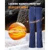 Outdoor Ventures Fleece Lined Waterproof Pants Women Ski Snow Insulated Softshell Snowboard Hiking with Boot Cut(New Dark Blue – Elastic Waistband)
