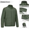 Outdoor Ventures Men’s Lightweight Packable Puffer Winter Jacket Insulated Puffy Coat for Snow Ski Hiking Travel(Army Green(fold in Bag))