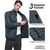 Outdoor Ventures Men’s Lightweight Packable Puffer Winter Jacket Insulated Puffy Coat for Snow Ski Hiking Travel(Dark Grey(fold in Pocket Or Bag))