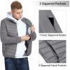 Outdoor Ventures Men’s Lightweight Packable Puffer Winter Jacket Insulated Puffy Coat for Snow Ski Hiking Travel(Grey(fold in Bag))