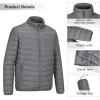 Outdoor Ventures Men’s Lightweight Packable Puffer Winter Jacket Insulated Puffy Coat for Snow Ski Hiking Travel(Grey(fold in Bag))