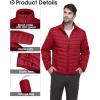 Outdoor Ventures Men’s Lightweight Packable Puffer Winter Jacket Insulated Puffy Coat for Snow Ski Hiking Travel(Mountain Red(fold in Bag))