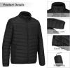 Outdoor Ventures Men’s Lightweight Packable Puffer Winter Jacket Insulated Puffy Coat for Snow Ski Hiking Travel(New Black(fold in Bag))