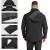 Outdoor Ventures Men’s Lightweight Softshell Jacket Fleece Lined Hooded Water Resistant Winter Hiking Windbreaker Jackets(Black-removable Hood)