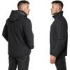 Outdoor Ventures Men’s Lightweight Softshell Jacket Fleece Lined Hooded Water Resistant Winter Hiking Windbreaker Jackets(Black-removable Hood)