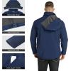 Outdoor Ventures Men’s Lightweight Softshell Jacket Fleece Lined Hooded Water Resistant Winter Hiking Windbreaker Jackets(Blue-removable Hood)
