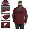 Outdoor Ventures Men’s Lightweight Softshell Jacket Fleece Lined Hooded Water Resistant Winter Hiking Windbreaker Jackets(Dark Red-removable Hood)