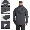 Outdoor Ventures Men’s Lightweight Softshell Jacket Fleece Lined Hooded Water Resistant Winter Hiking Windbreaker Jackets(Darkgrey Melange-removable Hood)