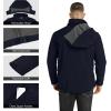 Outdoor Ventures Men’s Lightweight Softshell Jacket Fleece Lined Hooded Water Resistant Winter Hiking Windbreaker Jackets(Deep Blue-removable Hood)