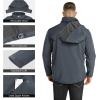 Outdoor Ventures Men’s Lightweight Softshell Jacket Fleece Lined Hooded Water Resistant Winter Hiking Windbreaker Jackets(Dimgrey- Removable Hood)