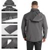Outdoor Ventures Men’s Lightweight Softshell Jacket Fleece Lined Hooded Water Resistant Winter Hiking Windbreaker Jackets(Grey-removable Hood)