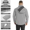 Outdoor Ventures Men’s Lightweight Softshell Jacket Fleece Lined Hooded Water Resistant Winter Hiking Windbreaker Jackets(Mid Grey-removable Hood)