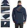 Outdoor Ventures Men’s Lightweight Softshell Jacket Fleece Lined Hooded Water Resistant Winter Hiking Windbreaker Jackets(Midnight Blue Heather-removable Hood)