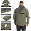 Outdoor Ventures Men’s Lightweight Softshell Jacket Fleece Lined Hooded Water Resistant Winter Hiking Windbreaker Jackets(Olive Green- Removable Hood)