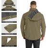 Outdoor Ventures Men’s Lightweight Softshell Jacket Fleece Lined Hooded Water Resistant Winter Hiking Windbreaker Jackets(Stone Green- Removable Hood)