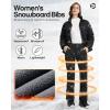 Outdoor Ventures Women’s Ski Snow Bib Pants Warm Insulated Waterproof Snowboard Softshell Pants with Detachable Bib(Black)
