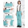 Outdoor Ventures Women’s Ski Snow Bib Pants Warm Insulated Waterproof Snowboard Softshell Pants with Detachable Bib(Blue)