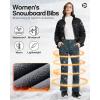 Outdoor Ventures Women’s Ski Snow Bib Pants Warm Insulated Waterproof Snowboard Softshell Pants with Detachable Bib(Dim Grey)