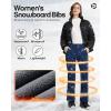 Outdoor Ventures Women’s Ski Snow Bib Pants Warm Insulated Waterproof Snowboard Softshell Pants with Detachable Bib(Navy Blue)