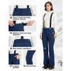 Outdoor Ventures Women’s Ski Snow Bib Pants Warm Insulated Waterproof Snowboard Softshell Pants with Detachable Bib(Navy Blue)