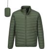 Outdoor Ventures Men’s Lightweight Packable Puffer Winter Jacket Insulated Puffy Coat for Snow Ski Hiking Travel(Army Green(fold in Bag))