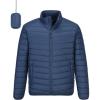 Outdoor Ventures Men’s Lightweight Packable Puffer Winter Jacket Insulated Puffy Coat for Snow Ski Hiking Travel(Collegiate Navy(fold in Bag))