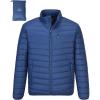Outdoor Ventures Men’s Lightweight Packable Puffer Winter Jacket Insulated Puffy Coat for Snow Ski Hiking Travel(Collegiate Navy(fold in Pocket))