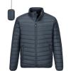 Outdoor Ventures Men’s Lightweight Packable Puffer Winter Jacket Insulated Puffy Coat for Snow Ski Hiking Travel(Dark Grey(fold in Pocket Or Bag))