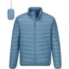 Outdoor Ventures Men’s Lightweight Packable Puffer Winter Jacket Insulated Puffy Coat for Snow Ski Hiking Travel(Grayish Blue(fold in Pocket Or Bag))