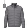 Outdoor Ventures Men’s Lightweight Packable Puffer Winter Jacket Insulated Puffy Coat for Snow Ski Hiking Travel(Grey(fold in Bag))