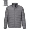 Outdoor Ventures Men’s Lightweight Packable Puffer Winter Jacket Insulated Puffy Coat for Snow Ski Hiking Travel(Grey(fold in Pocket))