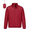 Outdoor Ventures Men’s Lightweight Packable Puffer Winter Jacket Insulated Puffy Coat for Snow Ski Hiking Travel(Mountain Red(fold in Bag))