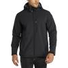 Outdoor Ventures Men’s Lightweight Softshell Jacket Fleece Lined Hooded Water Resistant Winter Hiking Windbreaker Jackets(Black-removable Hood)
