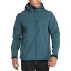 Outdoor Ventures Men’s Lightweight Softshell Jacket Fleece Lined Hooded Water Resistant Winter Hiking Windbreaker Jackets(Cadet Blue-removable Hood)