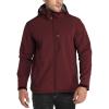 Outdoor Ventures Men’s Lightweight Softshell Jacket Fleece Lined Hooded Water Resistant Winter Hiking Windbreaker Jackets(Dark Red-removable Hood)