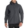 Outdoor Ventures Men’s Lightweight Softshell Jacket Fleece Lined Hooded Water Resistant Winter Hiking Windbreaker Jackets(Darkgrey Melange-removable Hood)