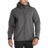 Outdoor Ventures Men’s Lightweight Softshell Jacket Fleece Lined Hooded Water Resistant Winter Hiking Windbreaker Jackets(Grey-removable Hood)