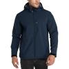 Outdoor Ventures Men’s Lightweight Softshell Jacket Fleece Lined Hooded Water Resistant Winter Hiking Windbreaker Jackets(Loyal Blue-removable Hood)