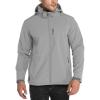 Outdoor Ventures Men’s Lightweight Softshell Jacket Fleece Lined Hooded Water Resistant Winter Hiking Windbreaker Jackets(Mid Grey-removable Hood)